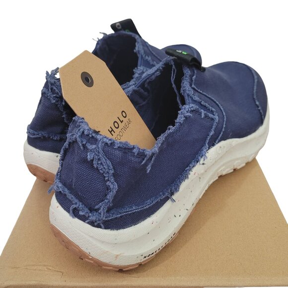 Holo Eco Athena Moc Canvas Mens Slip on Shoes Indigo RPET NIB Distressed Look - Picture 2 of 7